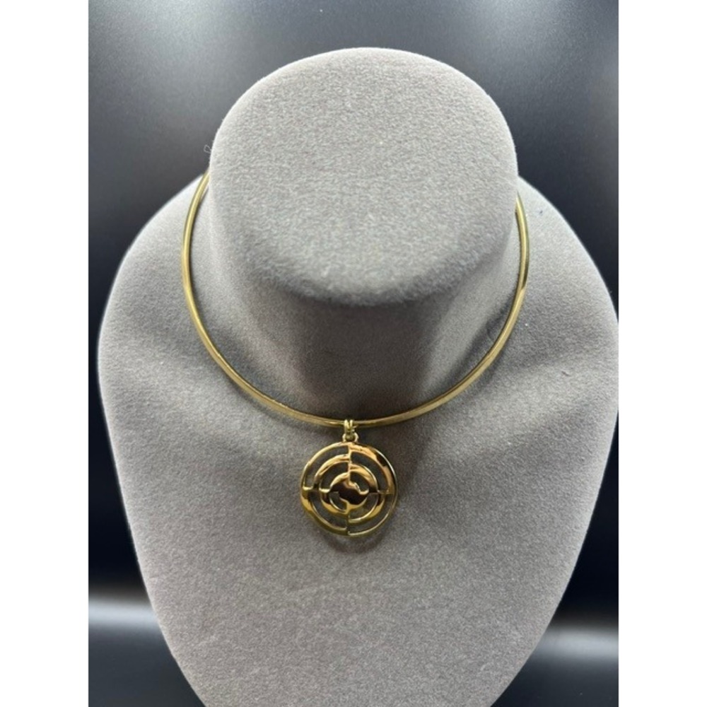 Rare CAROLEE Vintage 1980s 90s Gold Tone Rigid Choker Openwork Statement Piece